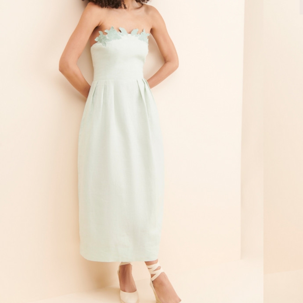 SOLD*** Elegant Strapless Mint Dress Fanm Mon